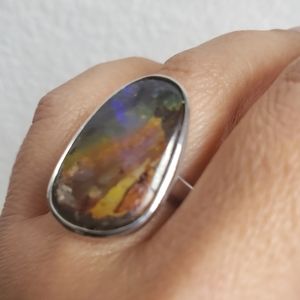 Boulder opal ring